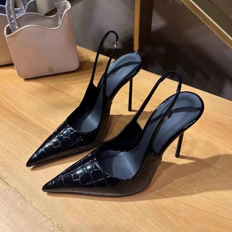 Women'S Shoes Size 40 In Us - Women 7CM Sandals Black Patent Leather