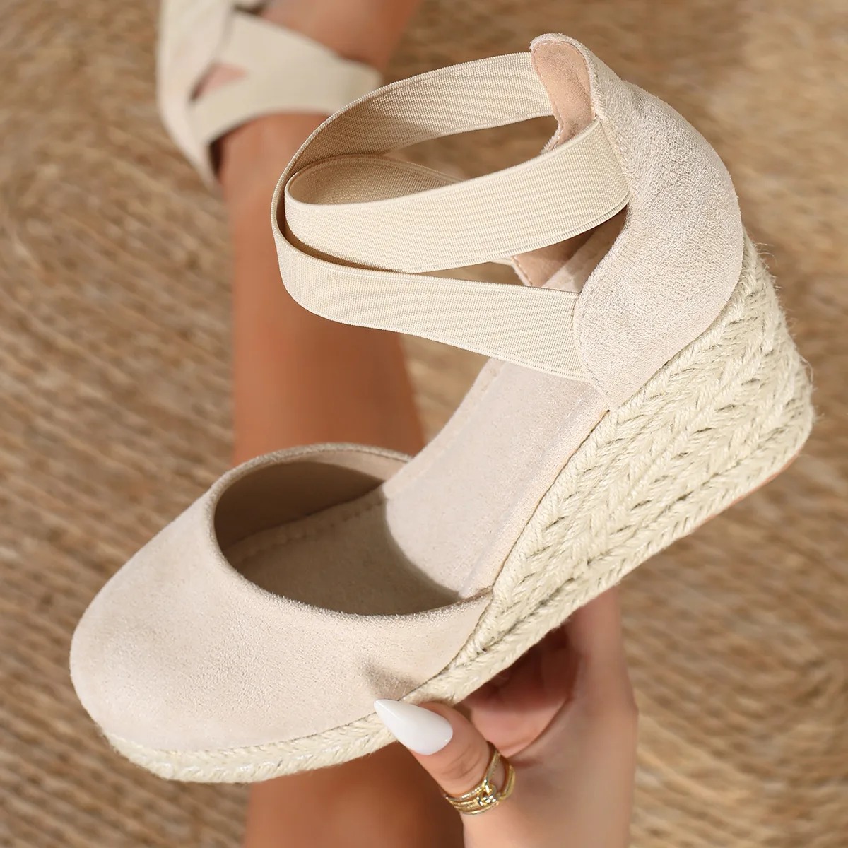 Espadrille Wedge Shoes - Cover Toe Women's Espadrille Wedge Sandals