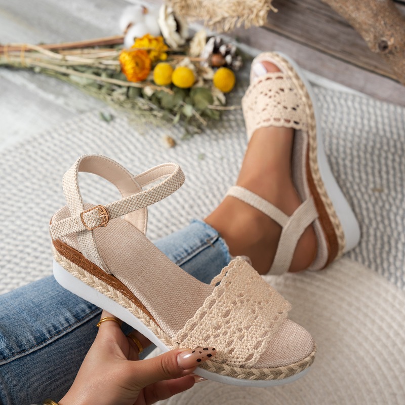 Espadrille Wedge Shoes - Women Lace Wedge Sandals Espadrille Platform