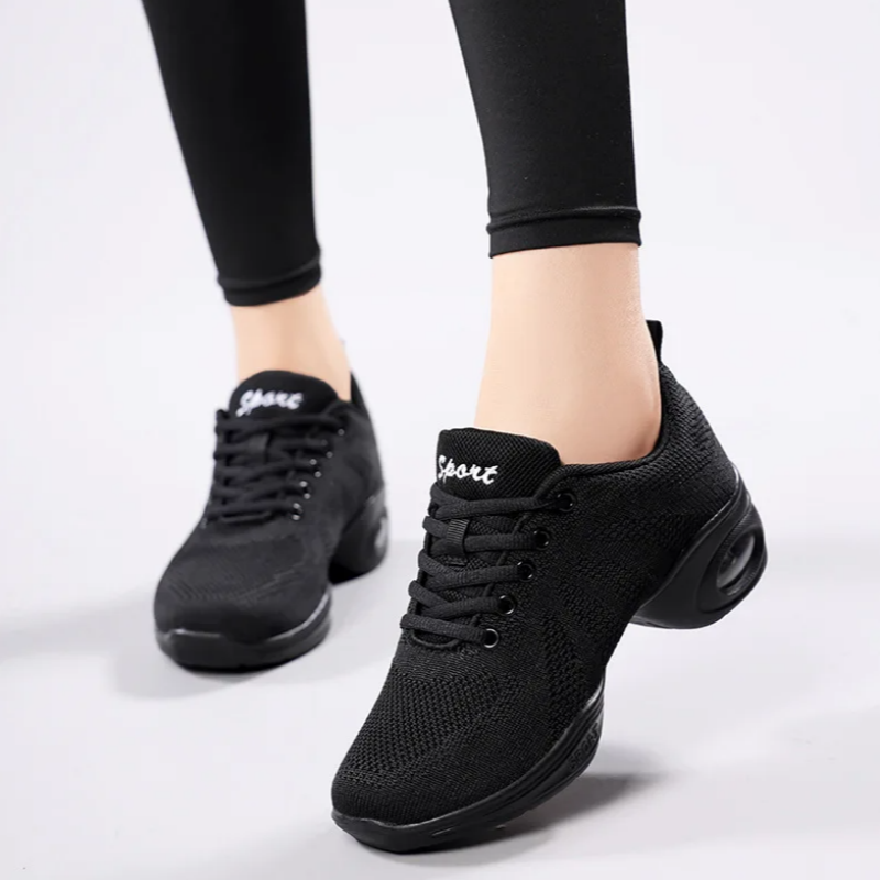 Women'S Zumba Shoes - Women's Black Mesh Dance Sneakers Breathable