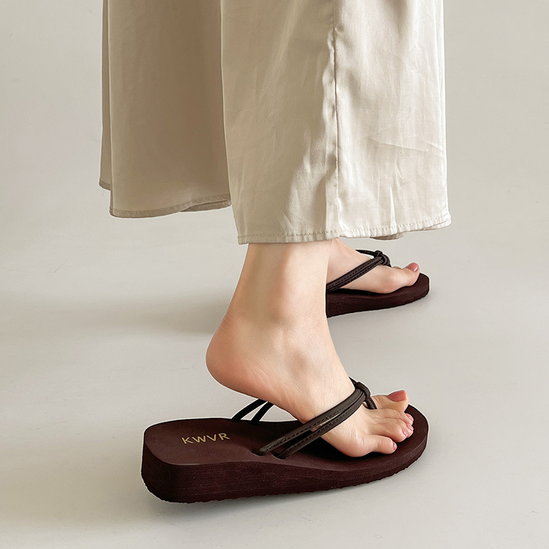 Women'S Shoes Kitten Heels - Women Brown Flip Flops Summer Flat