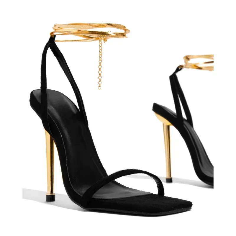 Platform Mule Heel - Sexy Women's Gold Padlock High Heels