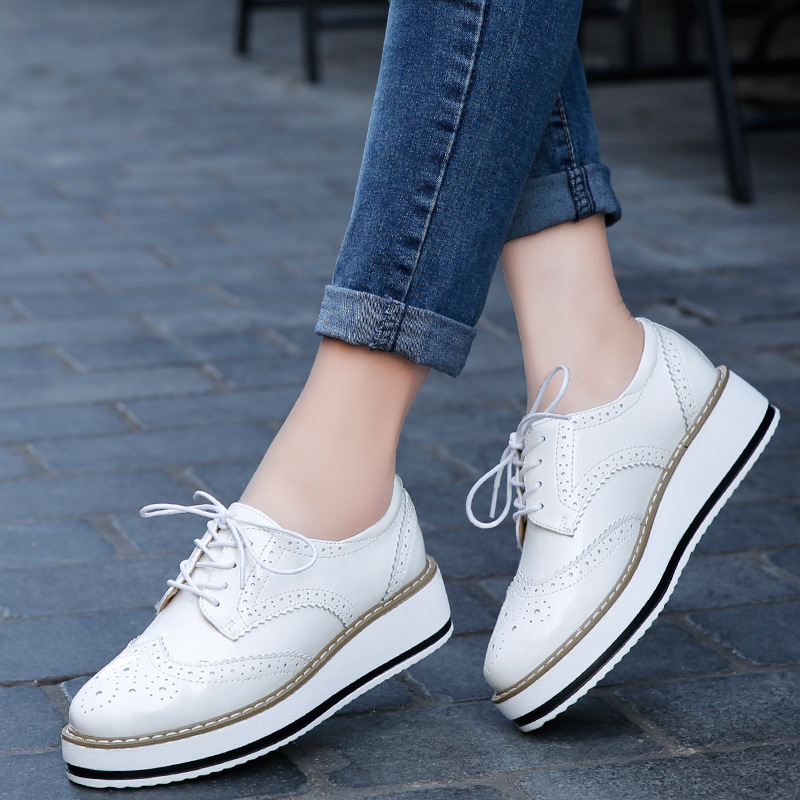 Espadrille Wedge Shoes - Women Loafers Shoes Leather Thick Heels
