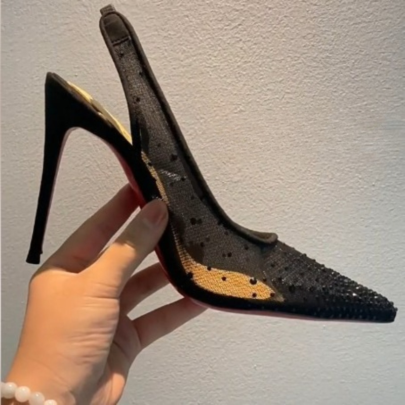 Mesh Rhinestone Rear Empty Sti - огляд і ціна Platform Mule Heel