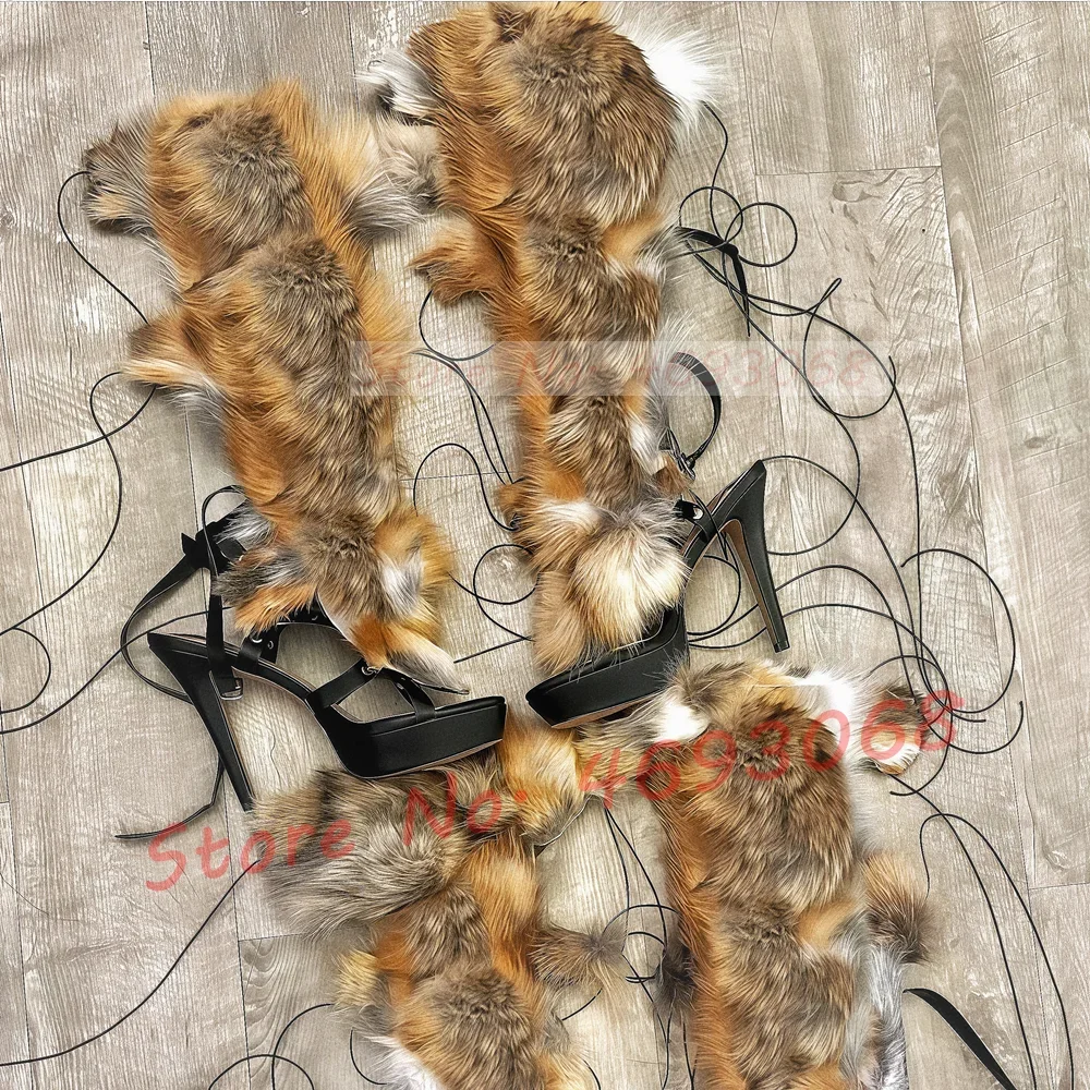 Real Fur Wrap Cross Tied Platf - огляд і ціна Leopard Print Heels