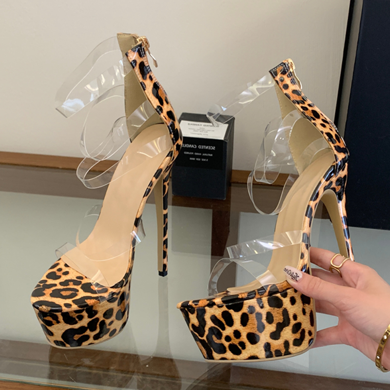 Eilyken PVC Transparent Thin H - огляд і ціна Leopard Print Heels