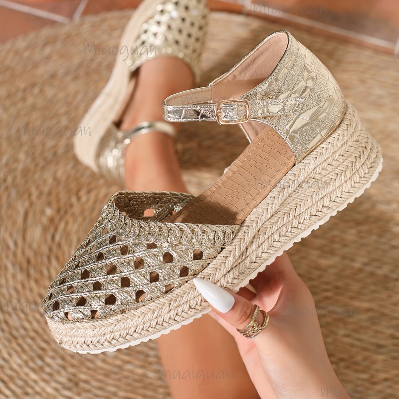 Boho Women's Hollow Out Woven  - огляд і ціна Espadrille Wedge Shoes