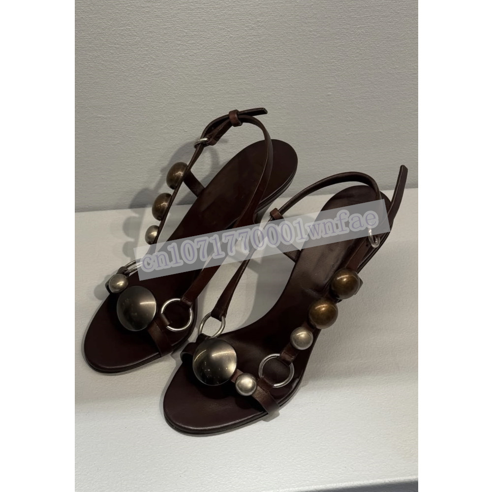 Women Brown Leather Slingback  - огляд і ціна Platform Mule Heel