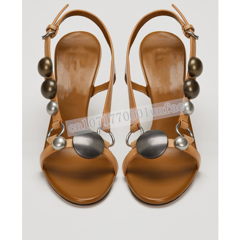 Women Brown Leather Slingback  - огляд і ціна Platform Mule Heel