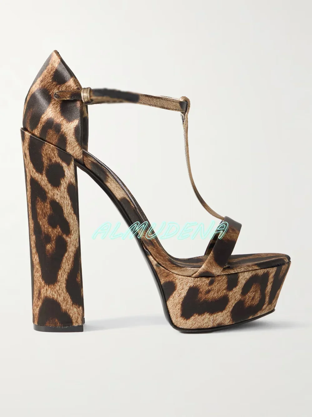 Glossy Leopard-print Satin San - огляд і ціна Leopard Print Heels